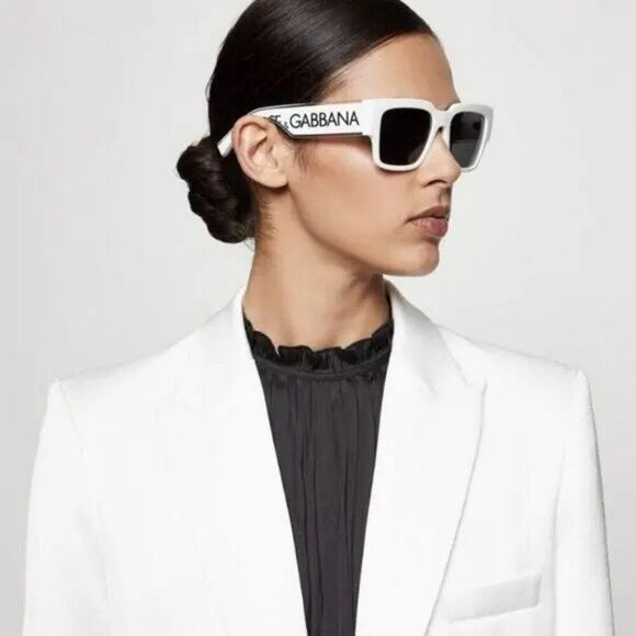 NEW D&G DG6184 331287 White Dark Grey Square Unisex Sunglasses - Picture 4 of 14